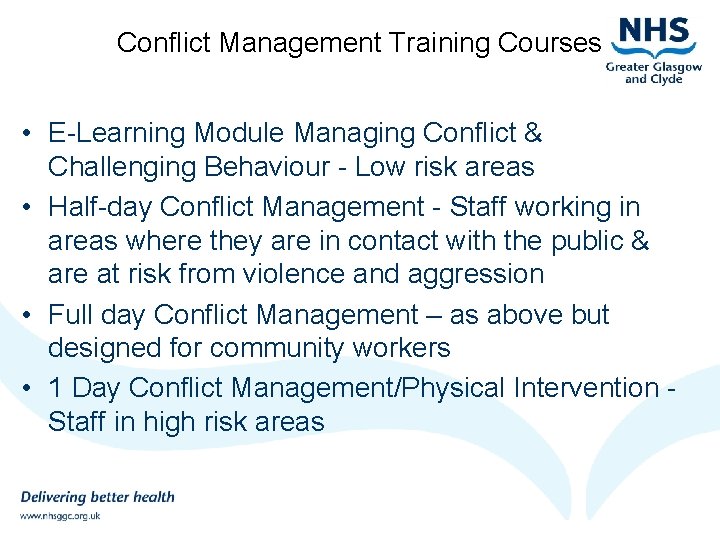 Conflict Management Training Courses • E-Learning Module Managing Conflict & Challenging Behaviour - Low
