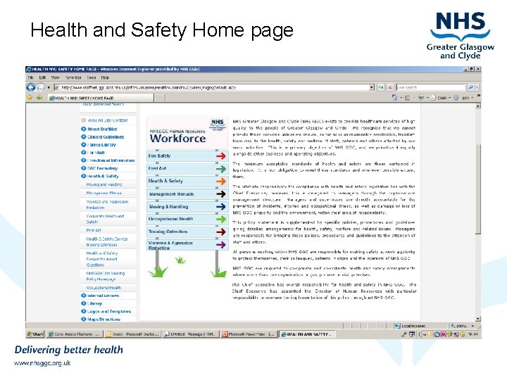 Health and Safety Home page 