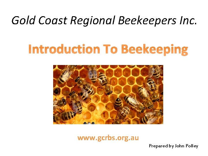Gold Coast Regional Beekeepers Inc. Introduction To Beekeeping www. gcrbs. org. au Prepared by