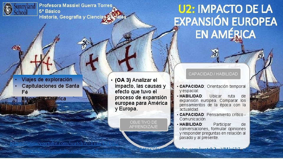 U 2: IMPACTO DE LA EXPANSIÓN EUROPEA EN AMÉRICA Profesora Massiel Guerra Torres 5º