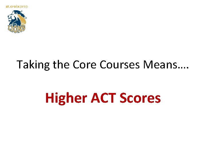 Taking the Core Courses Means…. Higher ACT Scores 