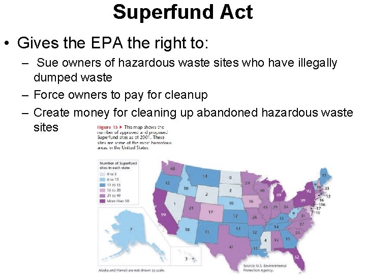 Superfund Act • Gives the EPA the right to: – Sue owners of hazardous