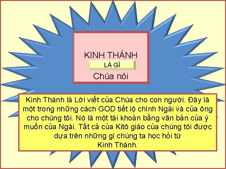 KINH THÁNH LÀ GÌ Chúa nói Kinh Thánh là Lời viết của Chúa cho