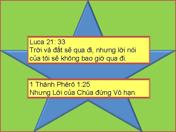 Luca 21: 33 Trời và đất sẽ qua đi, nhưng lời nói của tôi