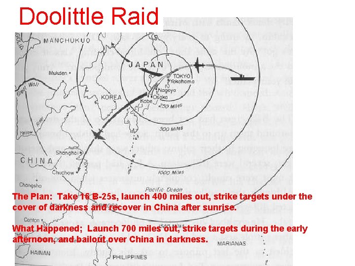 Doolittle Raid The Plan: Take 16 B-25 s, launch 400 miles out, strike targets