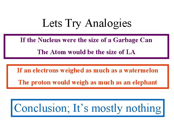 Lets Try Analogies If the Nucleus were the size of a Garbage Can The