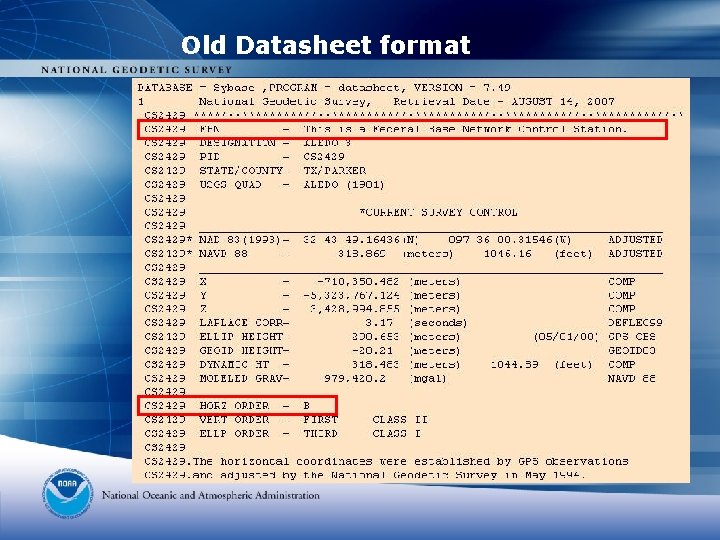 Old Datasheet format 
