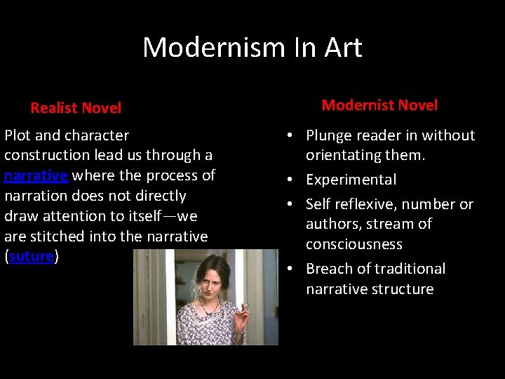 Modernism In Art Realist Novel Plot and character construction lead us through a narrative