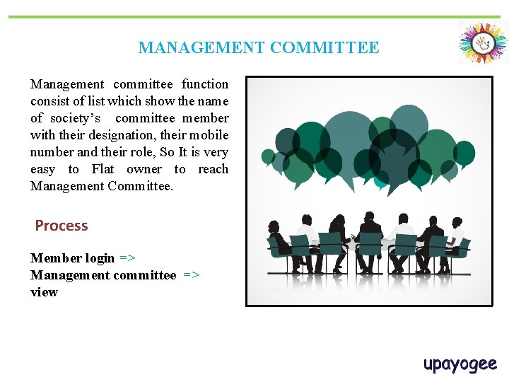 MANAGEMENT COMMITTEE Management committee function consist of list which show the name of society’s