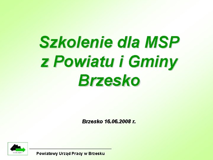 Szkolenie dla MSP z Powiatu i Gminy Brzesko 16. 06. 2008 r. Powiatowy Urząd