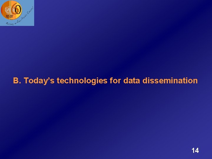 B. Today’s technologies for data dissemination 14 