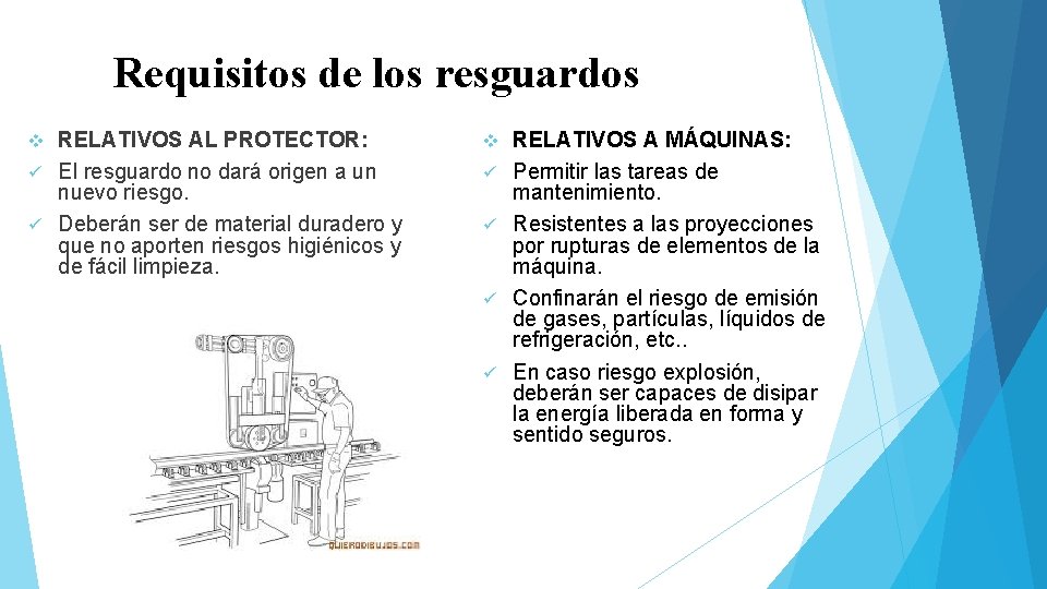 Requisitos de los resguardos RELATIVOS AL PROTECTOR: ü El resguardo no dará origen a