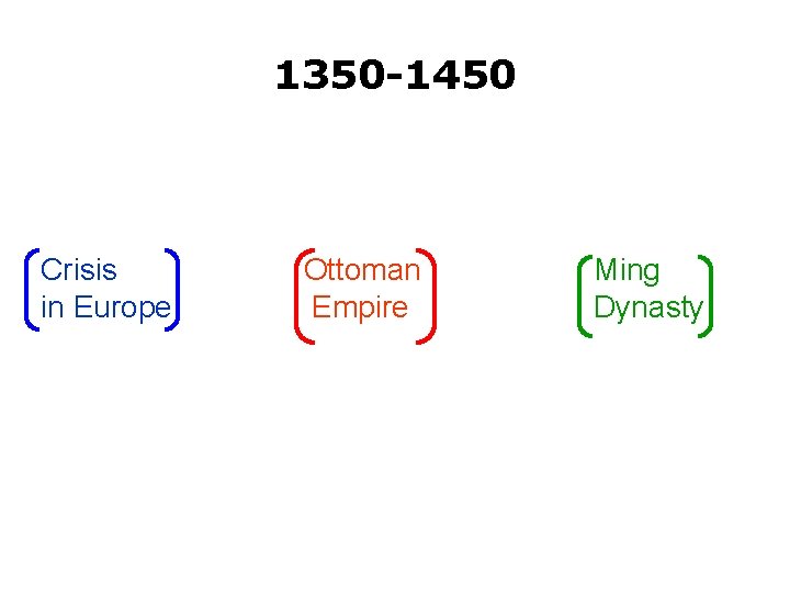 1350 -1450 Crisis in Europe Ottoman Empire Ming Dynasty 