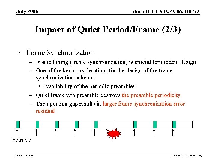 July 2006 doc. : IEEE 802. 22 -06/0107 r 2 Impact of Quiet Period/Frame