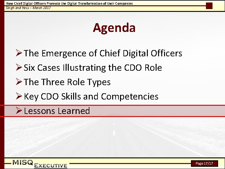 How Chief Digital Officers Promote the Digital Transformation of their Companies Singh and Hess