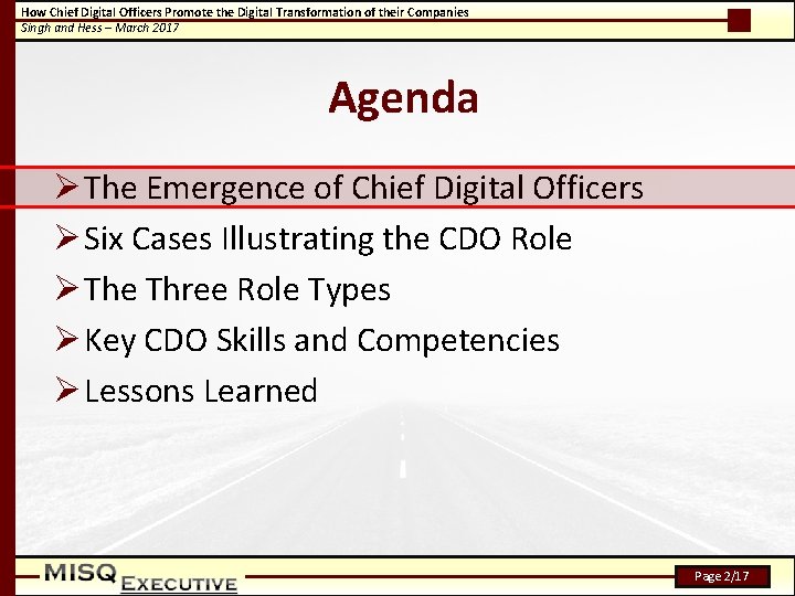 How Chief Digital Officers Promote the Digital Transformation of their Companies Singh and Hess