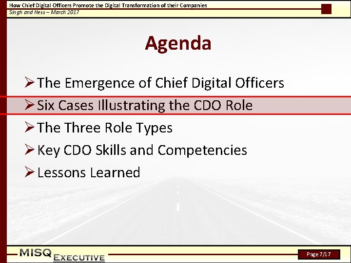 How Chief Digital Officers Promote the Digital Transformation of their Companies Singh and Hess