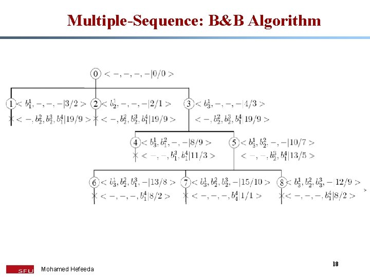 Multiple-Sequence: B&B Algorithm Mohamed Hefeeda 18 