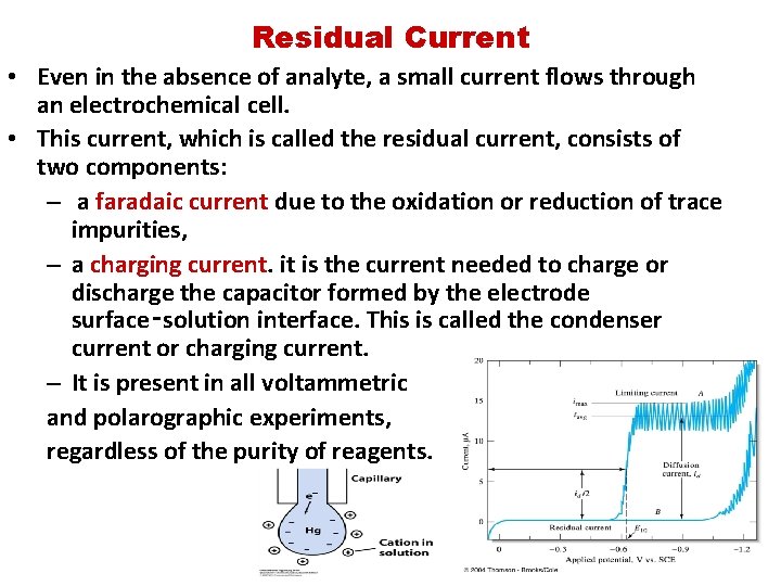 Residual Current • Even in the absence of analyte, a small current flows through