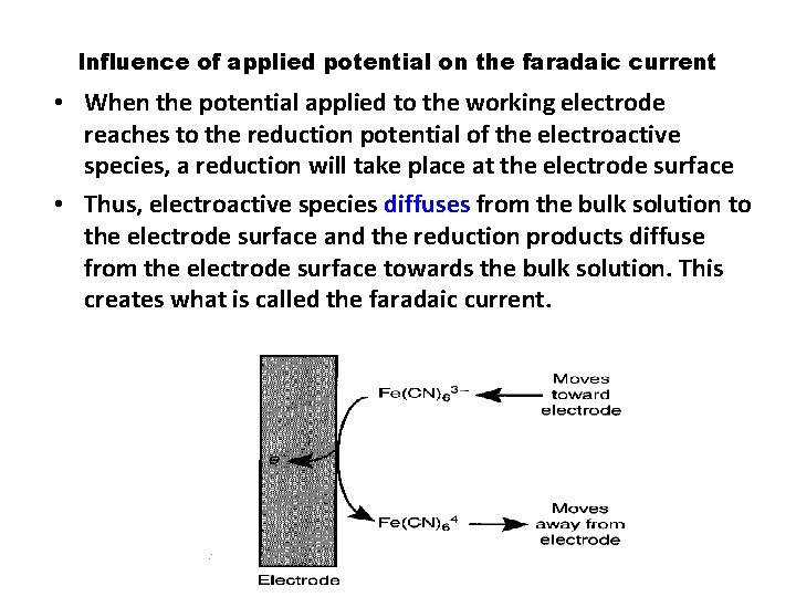 Influence of applied potential on the faradaic current • When the potential applied to