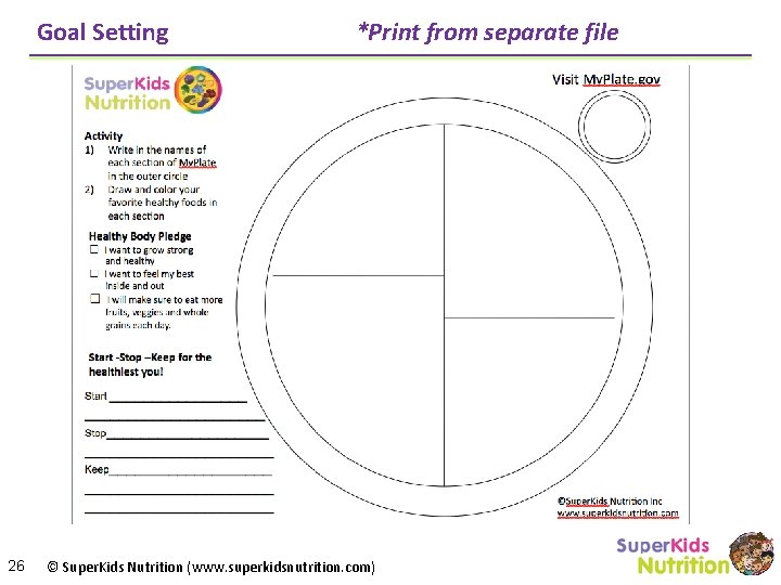 Goal Setting 26 *Print from separate file © Super. Kids Nutrition (www. superkidsnutrition. com)