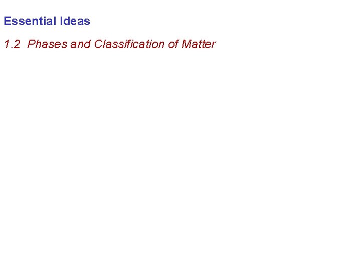 Essential Ideas 1. 2 Phases and Classification of Matter 