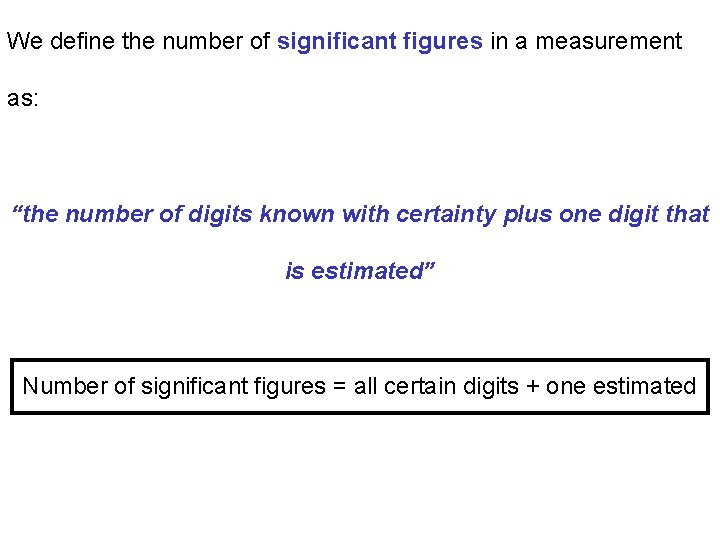 We define the number of significant figures in a measurement as: “the number of