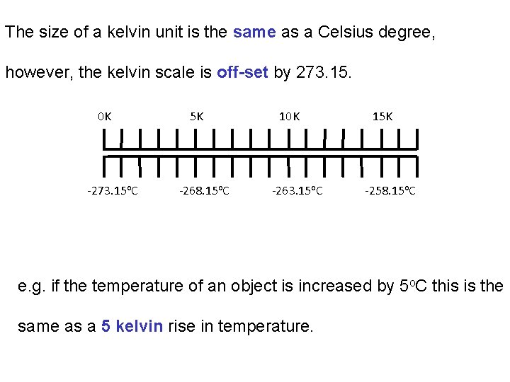 The size of a kelvin unit is the same as a Celsius degree, however,
