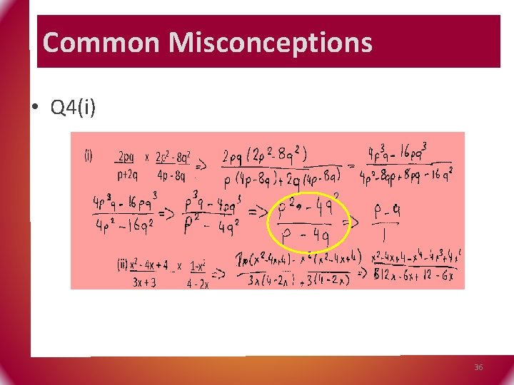 Common Misconceptions • Q 4(i) 36 