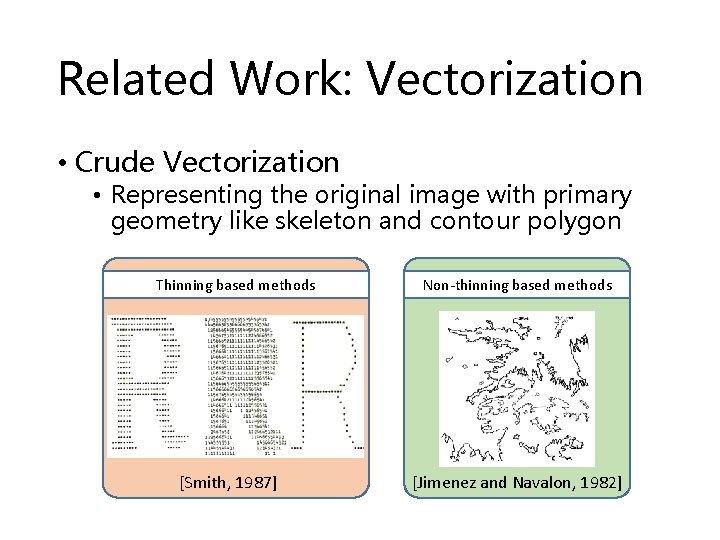 Related Work: Vectorization • Crude Vectorization • Representing the original image with primary geometry