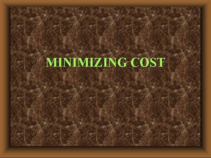 MINIMIZING COST 