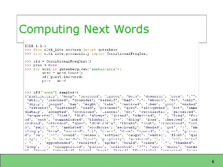Computing Next Words 6 