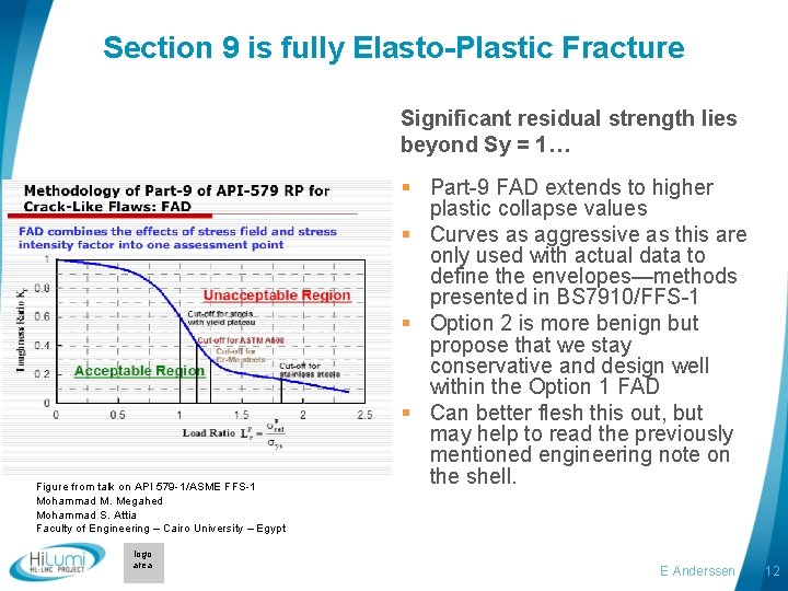 Section 9 is fully Elasto-Plastic Fracture Significant residual strength lies beyond Sy = 1…