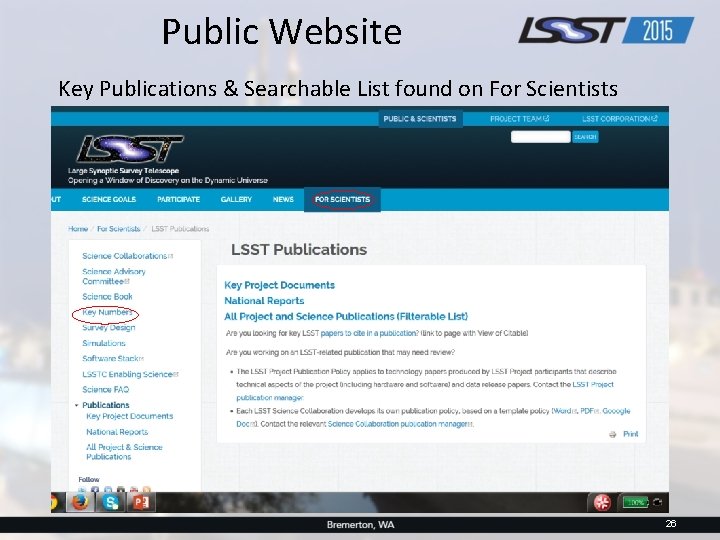 Public Website Key Publications & Searchable List found on For Scientists 26 