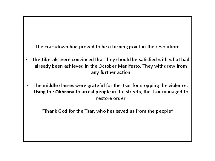 The crackdown had proved to be a turning point in the revolution: • The