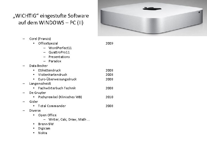 „WICHTIG“ eingestufte Software auf dem WINDOWS – PC (II) – – – Corel (Franzis)