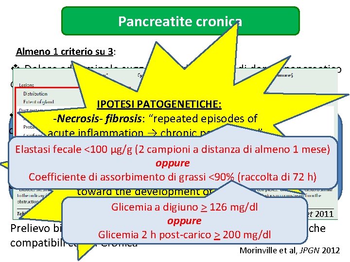 Pancreatite cronica Almeno 1 criterio su 3: v Dolore addominale suggestivo ed evidenza di