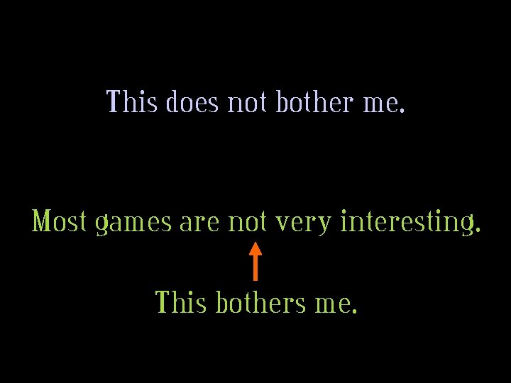 This does not bother me. Most games are not very interesting. This bothers me.