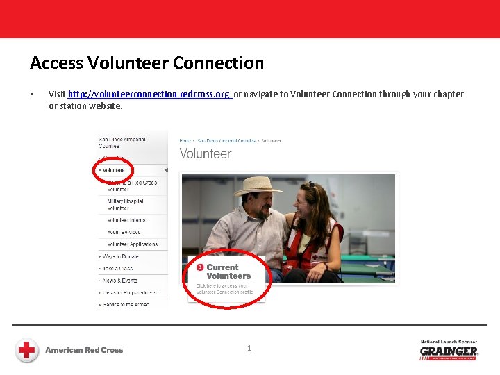 Access Volunteer Connection • Visit http: //volunteerconnection. redcross. org or navigate to Volunteer Connection Access Volunteer Connection • Visit http: //volunteerconnection. redcross. org or navigate to Volunteer Connection