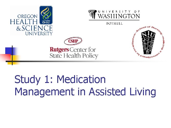 Study 1: Medication Management in Assisted Living 