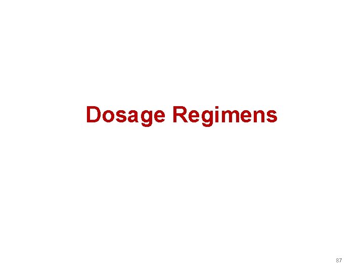 Dosage Regimens 87 