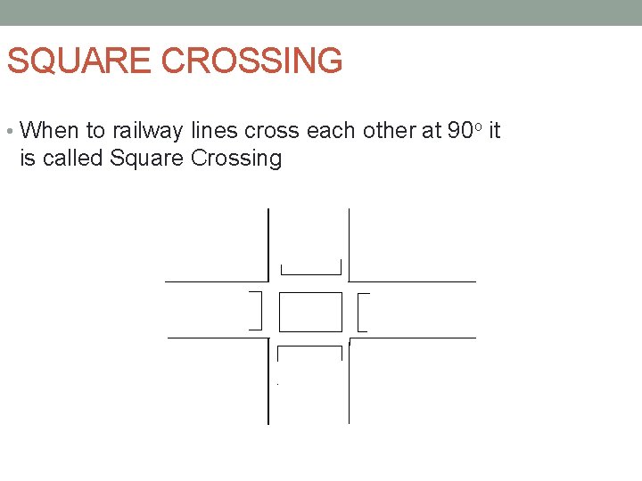 SQUARE CROSSING • When to railway lines cross each other at 90 o it