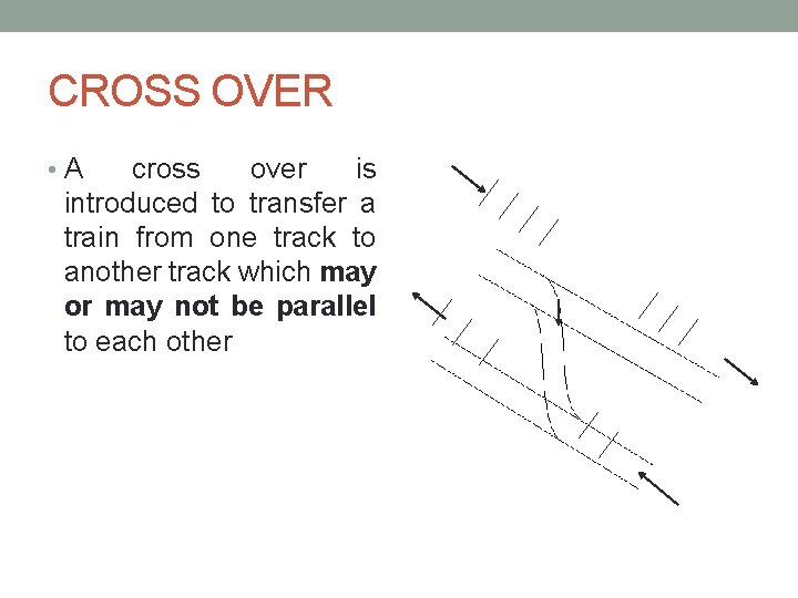 CROSS OVER • A cross over is introduced to transfer a train from one