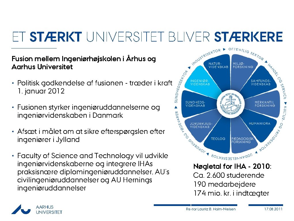 ET STÆRKT UNIVERSITET BLIVER STÆRKERE Fusion mellem Ingeniørhøjskolen i Århus og Aarhus Universitet •