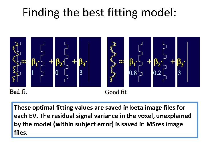 Finding the best fitting model: These optimal fitting values are saved in beta image