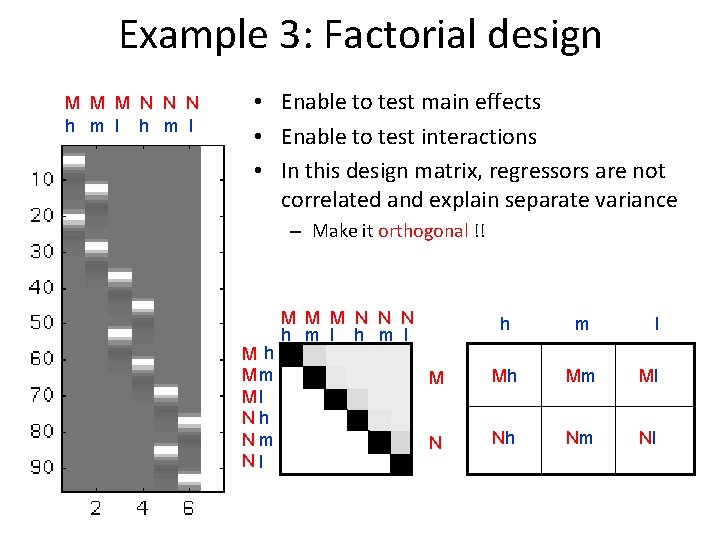 Example 3: Factorial design M M M N N N h m l •