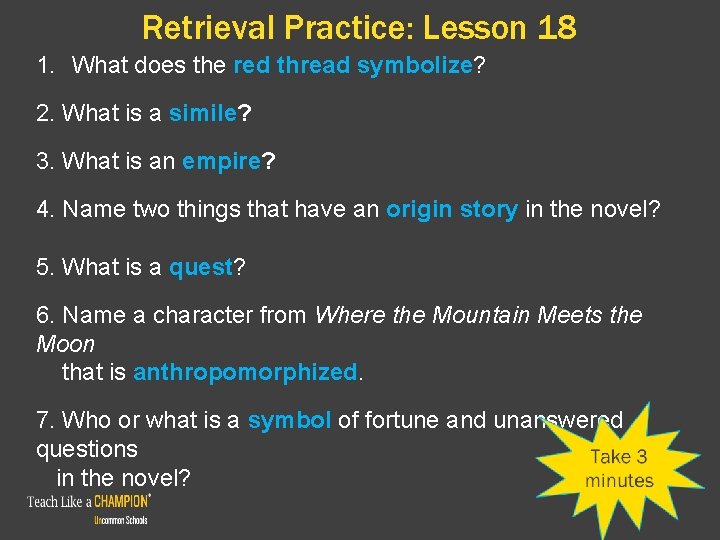 Retrieval Practice: Lesson 18 1. What does the red thread symbolize? 2. What is Retrieval Practice: Lesson 18 1. What does the red thread symbolize? 2. What is