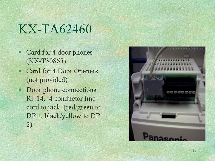 KX-TA 62460 § Card for 4 door phones (KX-T 30865) § Card for 4