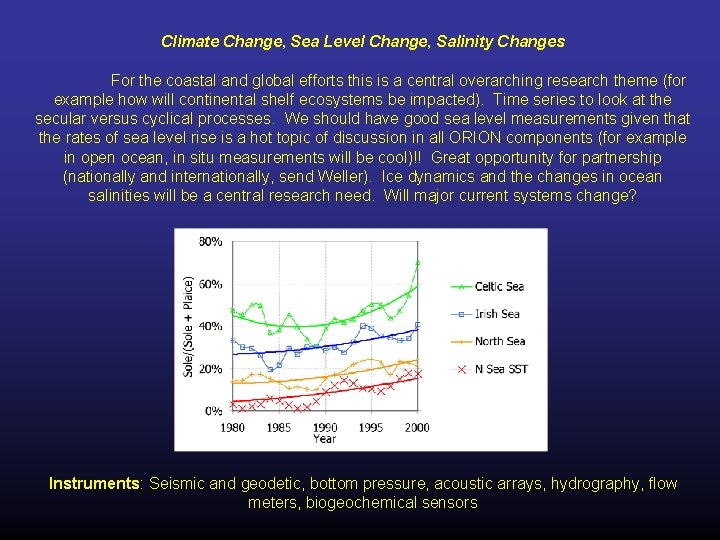 Climate Change, Sea Level Change, Salinity Changes For the coastal and global efforts this