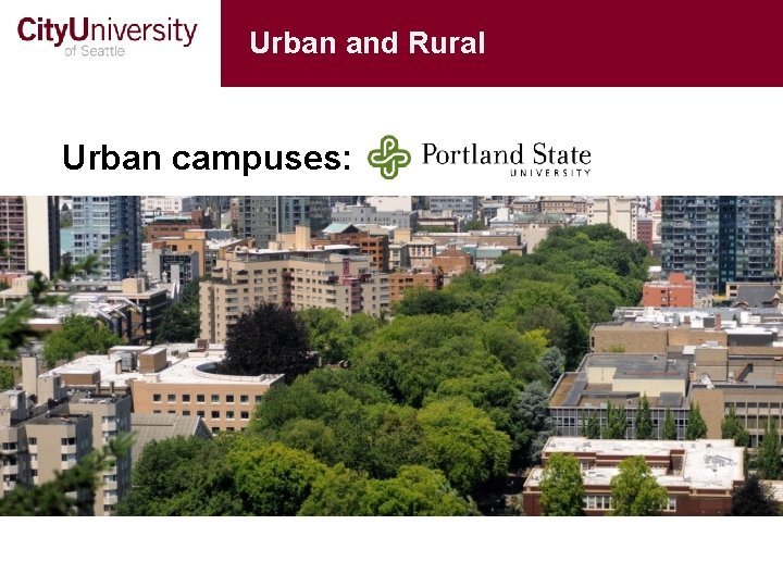 Urban and Rural Urban campuses: 